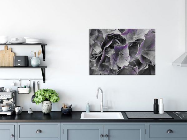 Blaue Hortensien Blüte, Glasbild Verkauf – Bild 3
